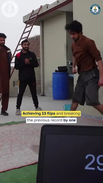 'Video thumbnail for Most twisting backflips off a wall in 30 seconds - 13 by Hamza Khalid'