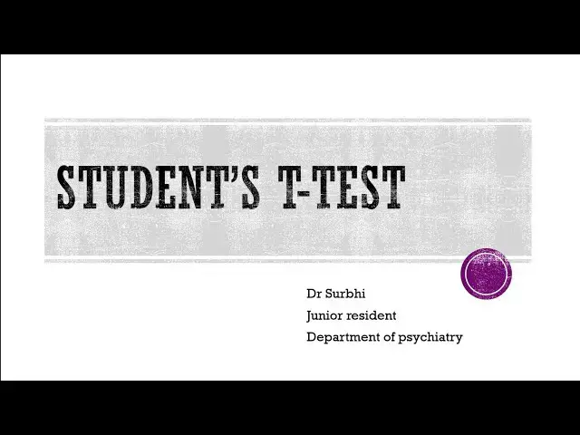Video thumbnail for Student's t Test and its applications: Dr Surbhi #biostatistics  #psychiatry