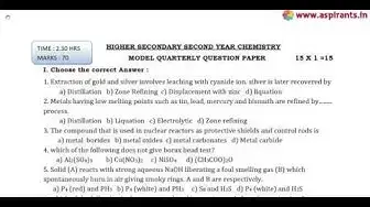 Video thumbnail for 12th Chemistry Quarterly Exam Model Question Paper 2019-20 | Erode District | English Medium