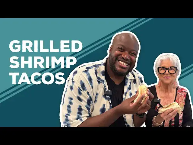 Video thumbnail for Love & Best Dishes: Grilled Shrimp Tacos with Sweet Broccoli Slaw Recipe