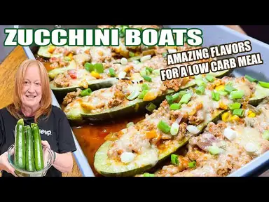 'Video thumbnail for ZUCCHINI BOATS A Delicious Flavorful Low Carb Meal'
