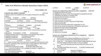 Video thumbnail for 10th Social Science 2nd MidTerm Model Question Paper 2019-20 | Tirupur District | English Medium