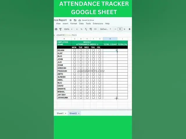'Video thumbnail for How to create an attendance sheet in Google Sheets? #shorts #shortsfeed #d365snippets  #excel'