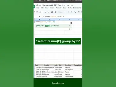 'Video thumbnail for Summarize Data using Google Sheets QUERY function'