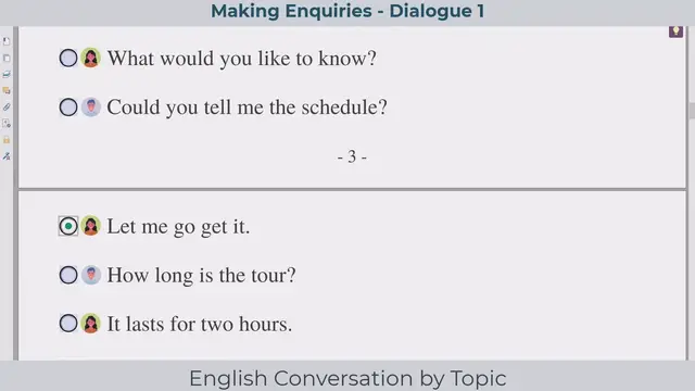 'Video thumbnail for English Conversation by Topic - Making Enquiries'