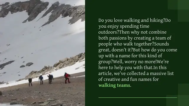 Video thumbnail for 350+ Best And Creative Walking Team Names Ideas