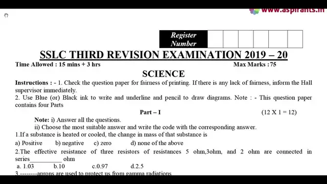 Video thumbnail for 10th Science Third Revision Question Paper 2019-2020 | Cuddalore District | English Medium
