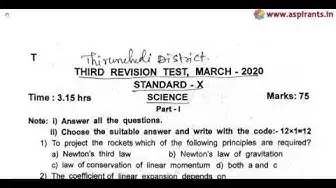 Video thumbnail for 10th Science Third Revision Question Paper 2019-2020 | Tirunelveli District | English Medium