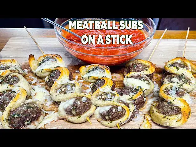 Video thumbnail for Easy Appetizer MEATBALL SUBS ON A STICK, Italian Inspired