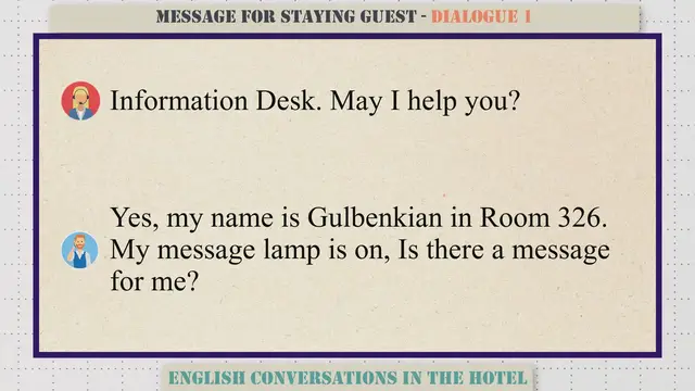 Video thumbnail for Message For Staying Guest - English Conversations in the Hotel