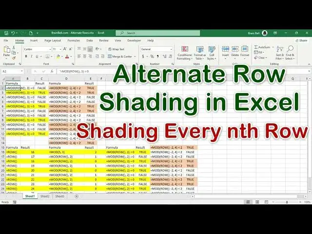 'Video thumbnail for Shading Every 2nd, 3rd, 4th, or nth Row in Excel'