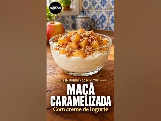 Video thumbnail for Maçã caramelizada com creme de iogurte e canela 🍎🥄 #ReceitasDoGordo #SobremesaFacil  #DocesEmTaca