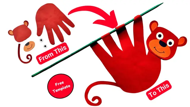 Video thumbnail for Paper Monkey Handprint Craft for KIDS