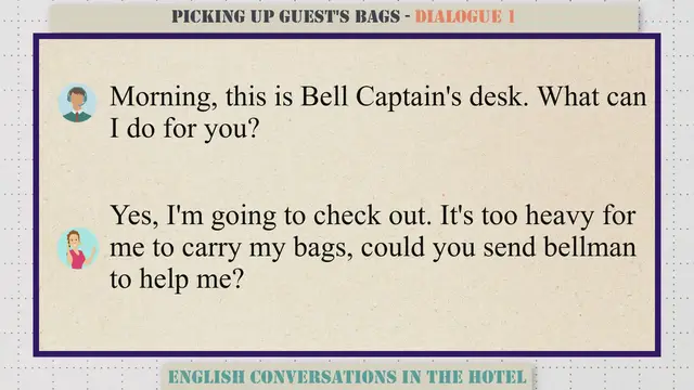 Video thumbnail for Picking Up Guest's Bags - English Conversations in the Hotel