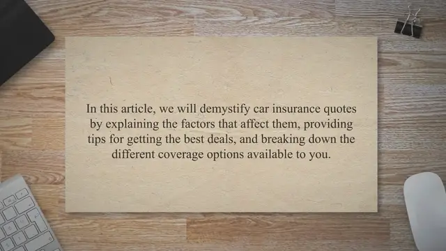 'Video thumbnail for Demystifying Car Insurance Quotes: Understanding Factors, Tips for Getting the Best Deals, and Coverage Options Explained'