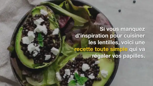 Video thumbnail for Salade d’avocats, lentilles noires beluga et feta