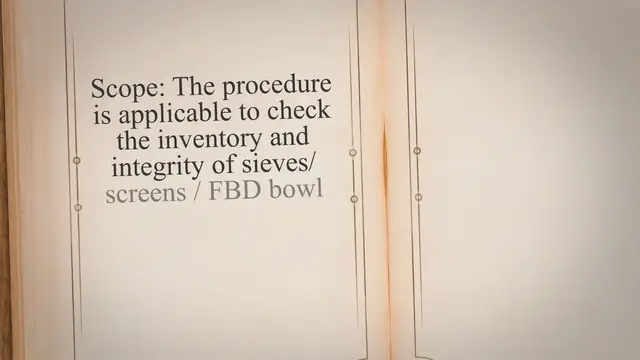 Video thumbnail for SOP on Management of Sieves/ Screens / FBD bowl mesh