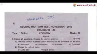 Video thumbnail for 12th Zoology 2nd MidTerm Question Paper 2019-20 | Namakkal District | English Medium