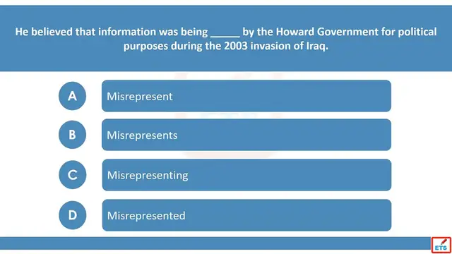 Video thumbnail for English Verb Tenses: Misrepresent, Misrepresents, Misrepresented, Misrepresenting Quiz
