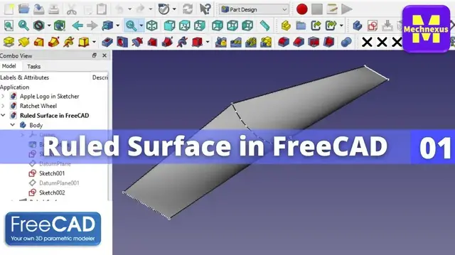 'Video thumbnail for Create Ruled Surface in FreeCAD : (Gallery Serial No.9) |FreeCAD | Mechnexus |'