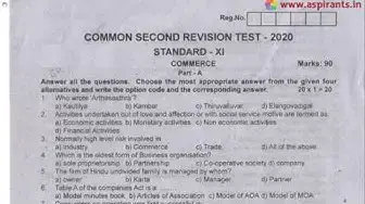 Video thumbnail for 11th Commerce Second Revision Question Paper 2019-2020 | Thanjavur District | English Medium