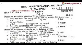 Video thumbnail for 10th English Third Revision Question Paper 2019-2020 | Kanchipuram District | Team Aspirants