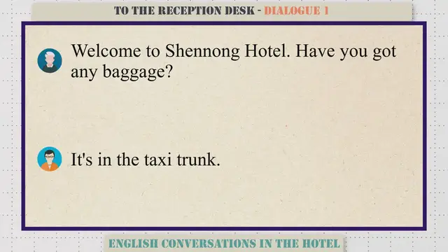 Video thumbnail for To The Reception Desk - English Conversations in the Hotel