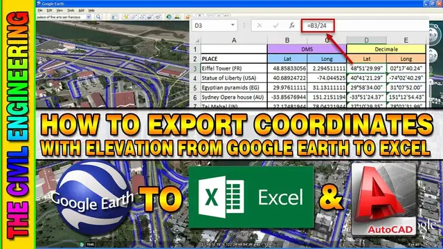 'Video thumbnail for How to Export Coordinates from Google Earth to Excel and AutoCAD with Elevation | Global Mapper'