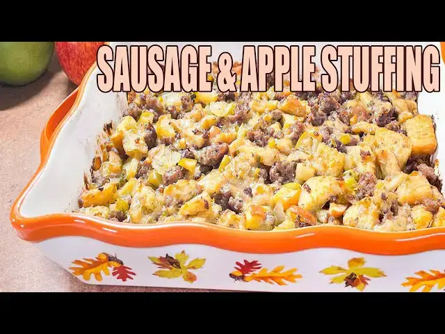 'Video thumbnail for SAUSAGE APPLE STUFFING FOR Your Thanksgiving or Holiday Table'