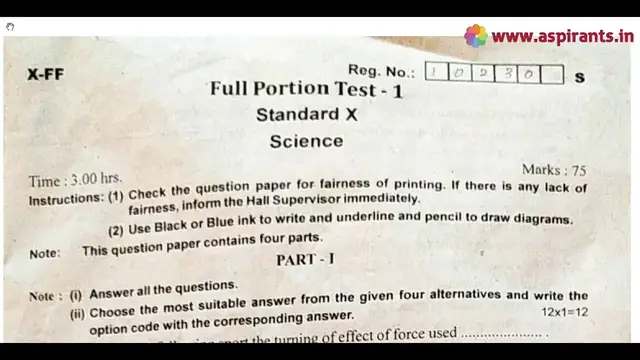 Video thumbnail for 10th Science Half Yearly 2019-20 Model Question Paper-3 | English Medium | Team Aspirants