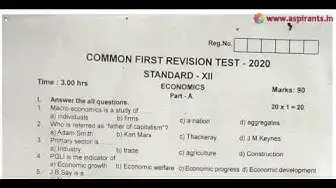 Video thumbnail for 12th Economics First Revision Question Paper 2019-20 | Thanjavur District | English Medium