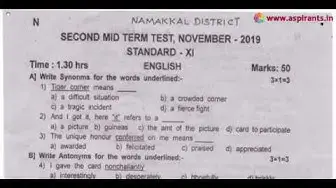 Video thumbnail for 11th English 2nd MidTerm Question Paper 2019-20 | Namakkal District | Team Aspirants