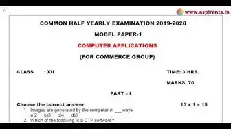 Video thumbnail for 12th Computer Applications Half Yearly Model Question Paper 2019-20|Chennai District|English Medium