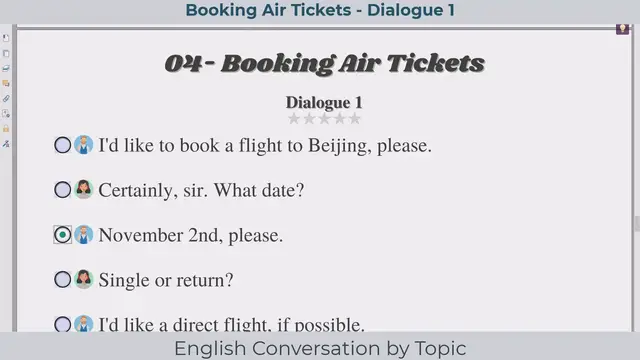 'Video thumbnail for English Conversation by Topic - Booking Air Tickets'