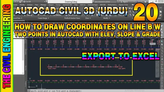 'Video thumbnail for How to Draw Coordinates between Two Points on Line in AutoCAD with Elev Slope & Grade | Lesson 20'