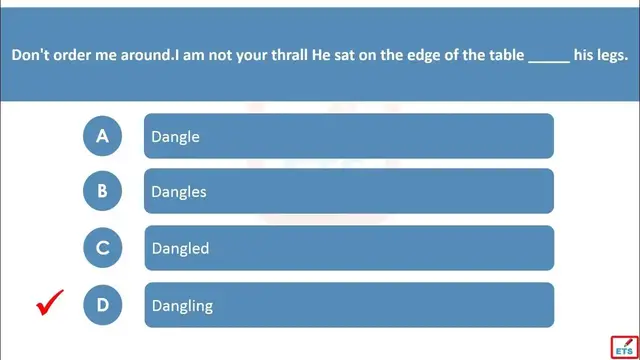 Video thumbnail for English Verb Tenses: Dangle, Dangles, Dangled, Dangling Quiz