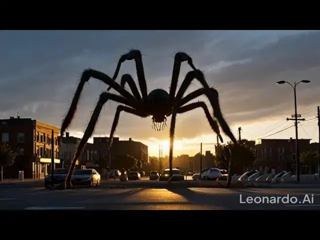 Video thumbnail for Giant spider in town