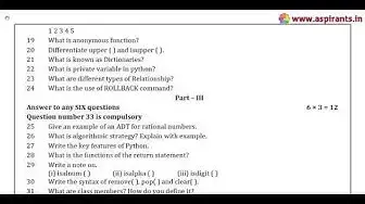 Video thumbnail for 12th Computer Science Quarterly Exam 2019-20 Model Question Paper-1 | Salem District|English Medium