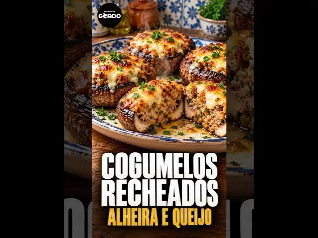 Video thumbnail for Cogumelos recheados com alheira e queijo #ReceitasDoGordo #CogumelosRecheados  #ReceitasFáceis