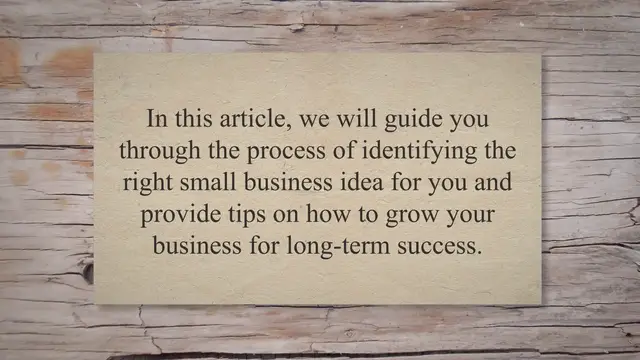 'Video thumbnail for From Idea to Success: A Guide to Small Business Ideas and Growth'