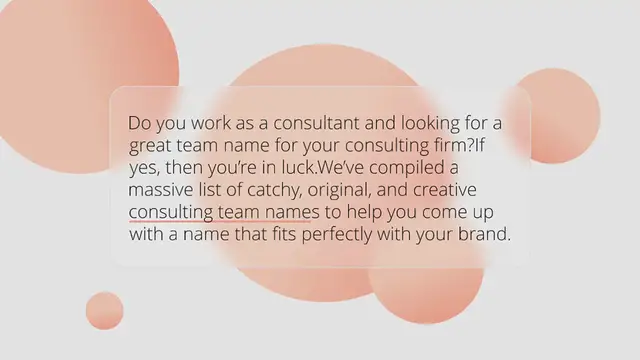 Video thumbnail for 350+ Consulting Team Names Ideas to Get Inspiration From