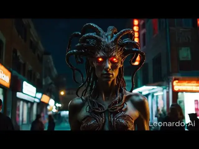 Video thumbnail for medusa creature walking in town