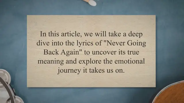 'Video thumbnail for Unpacking the Emotional Journey of "Never Going Back Again" by Fleetwood Mac: A Deep Dive into the Lyrics and Their Meaning'