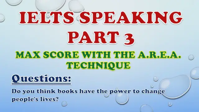 Video thumbnail for Do you think books have the power to change people's lives? - IELTS Speaking Part 3