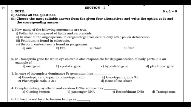 Video thumbnail for 12th Bio-Botany Quarterly Exam Model Question Paper 2019-20 | English Medium | Team Aspirants