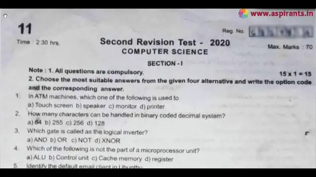 Video thumbnail for 11th Computer Science Second Revision Question Paper 2019-2020 | Tiruppur District | English Medium