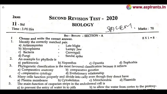 Video thumbnail for 11th Biology Second Revision Question Paper 2019-2020 | Salem District | English Medium