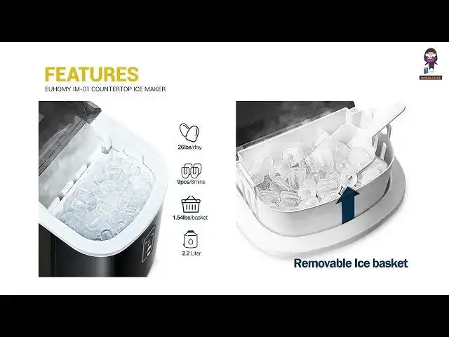 'Video thumbnail for EUHOMY IM 01 Countertop Ice Maker'
