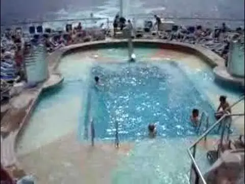Video thumbnail for P&O Arcadia crossing the Atlantic, water in pool slopping!