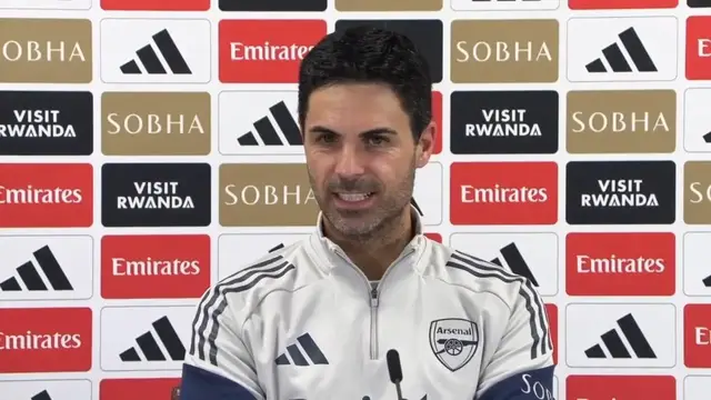 'Video thumbnail for Arteta hails Saka's 'astronomical' numbers as winger gets set for 200th Arsenal appearance'